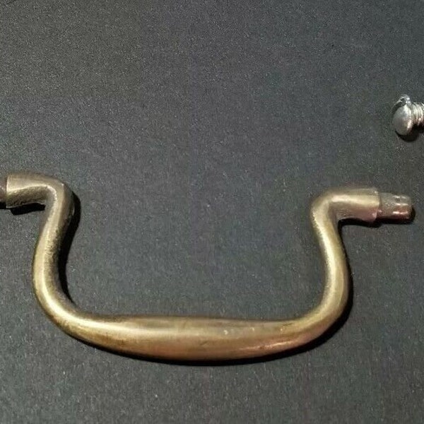 1 Antique style Solid Brass Swan Neck Bails Cabinet Drawer Pull handle w Bolt approx. 3"cntr #H39