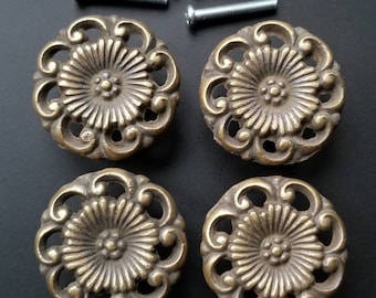 2 Vtg Retro style Brass Cabinet Cupboard Kitchen Handles Pulls 3-1//2/"ctr #P22