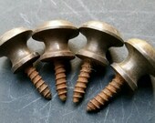 4 Antique Vintage VERY SMALL Style Barrister Bookcase Small Knobs Pulls, Handles 7 16 quot dia. Solid Tarnished Brass K