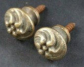 2 Solid Brass SMALL Floral Embossed Stacking Barrister Bookcase 5 8 quot dia Knobs drawer Pulls K14
