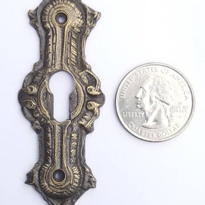 2 x Antique ,Brass, Keyhole cover,French Escutcheons, Hardware,Doors and locks, Ornate Keyhole,skeleton keys, 3 1/4 E20 画像 8