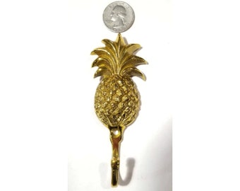 4-1/4" PINEAPPLE HOOK Shiny Solid Brass Hanger, Coat Hat Towel Hook, Hanger, House warming, tropical decor, Welcome,Robe Hooks,Coats #Q11