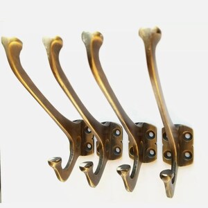4 x strong Arts and Crafts, Mission, Frank Lloyd Wright antique style coat hat towel double hooks  4" #C7