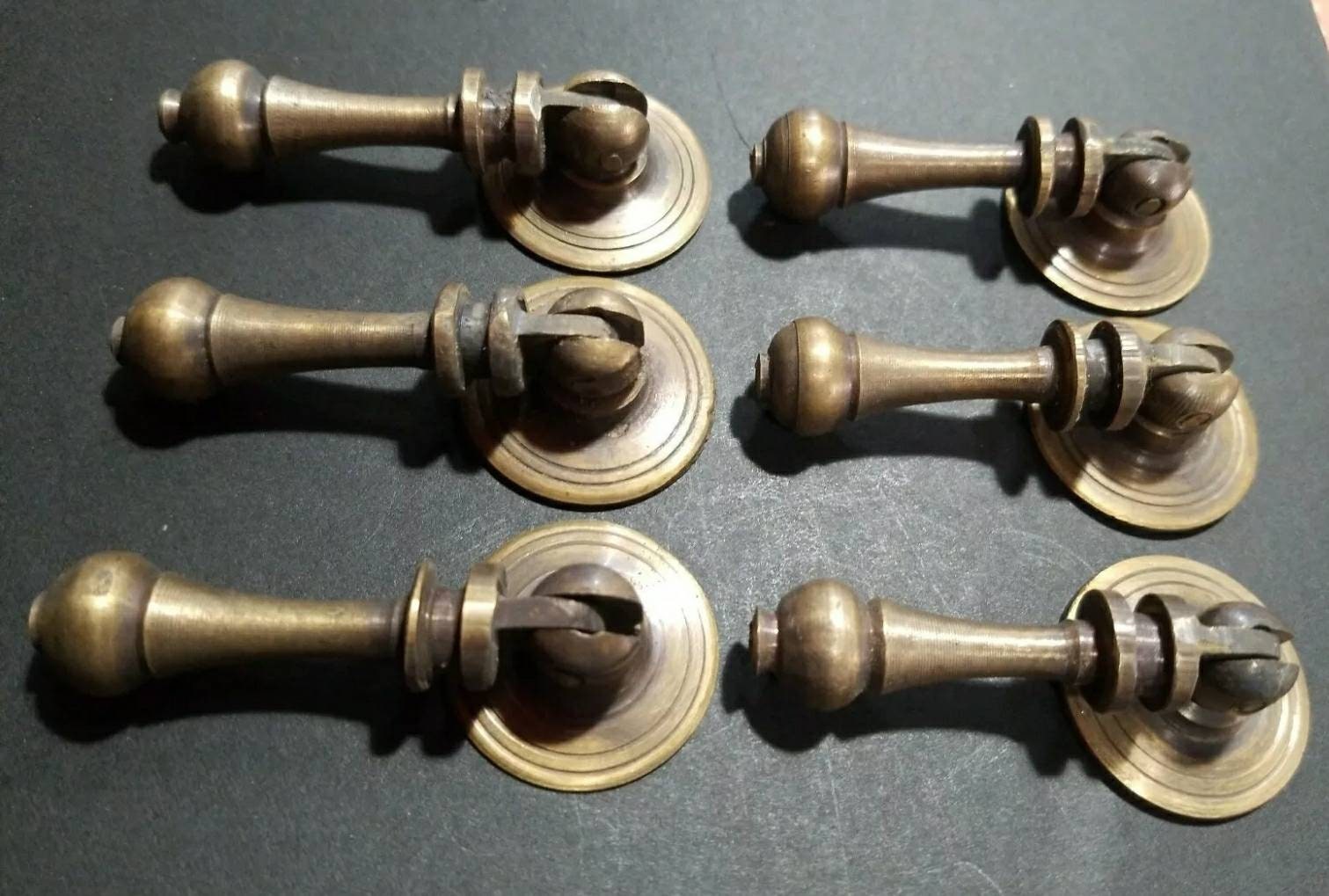 6 X Antique Style Solid Brass Tear Drop Pendant Handle Pulls Etsy