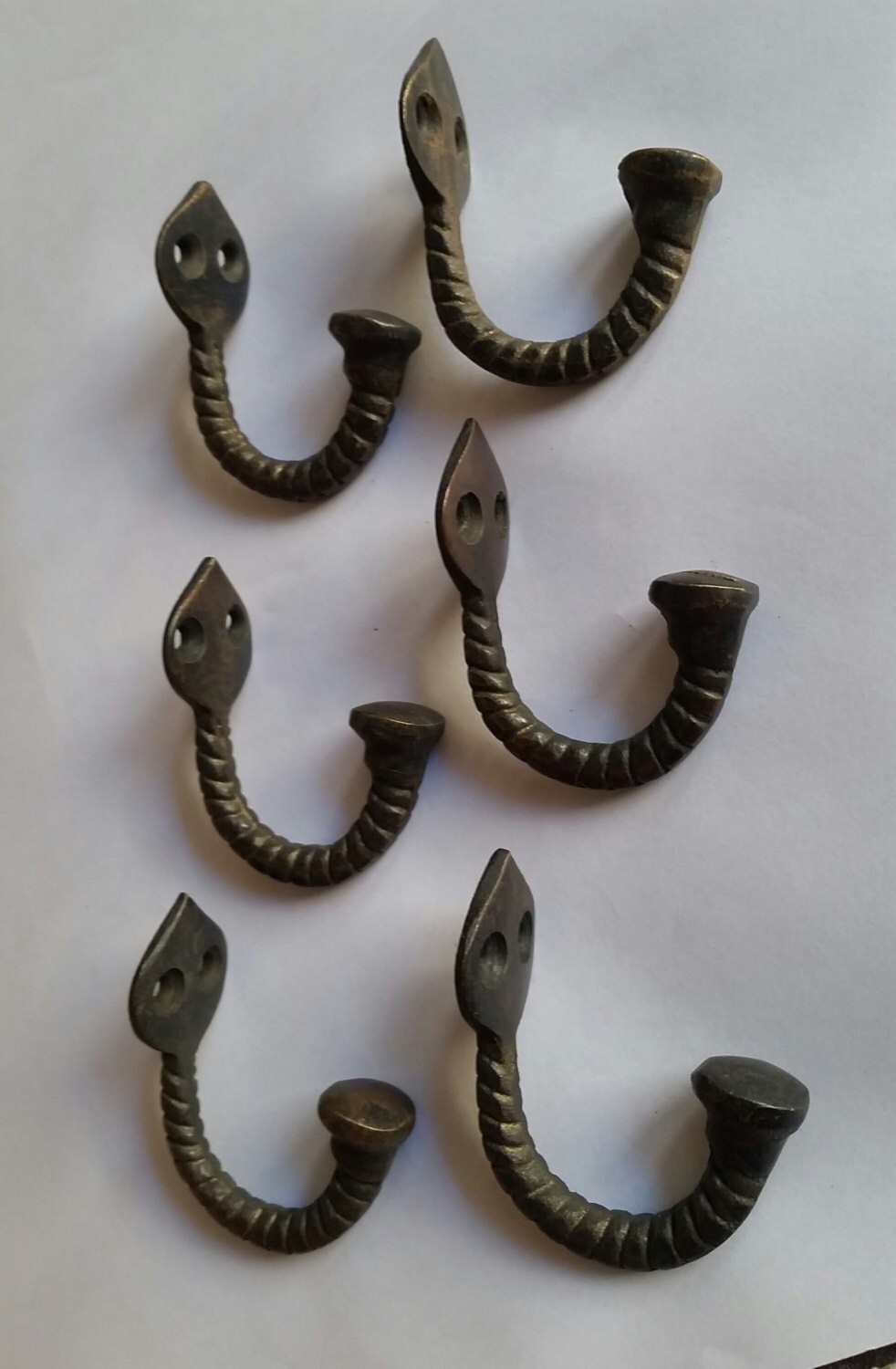 2 Sm.Sea Turtle Coat Hat Towel Hooks Solid Brass Antique Vtg style 2-1//2/"l #C19