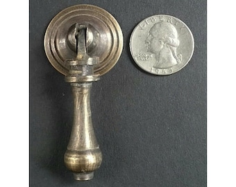 Antique Style Solid Brass Tear Drop Pendant Handle Pulls Knobs w. bolt approx 1-1/16" round Backplate #H3