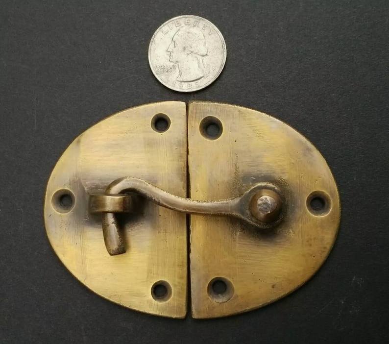 Cabin Oval Door Latch Hook Solid Brass Hasp Lock Gate Etsy
