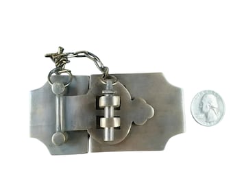 Unique Vintage Style Cabinet, Door Latch Hook,Cupboard latch,Door pantry lock,Furniture catch lock, Solid Brass Hasp Lock 4" wide. #X2