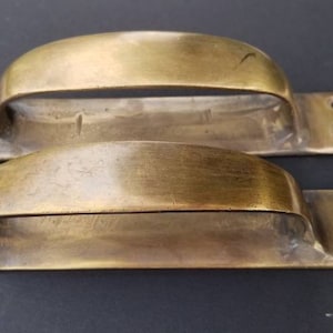 2 x Antique Style Solid Brass Large Gate Cabinet Trunk Chest Handles, Drawer Pulls 6-3/8"w #P18