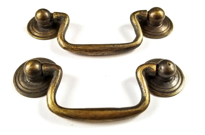 2 Antique Style Brass Swan Neck Bail Pull Drawer Etsy