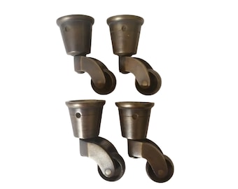 Set of 4 Unlaquered Solid Brass Swivel Caster Wheels #W3 note: measurements in description and photos
