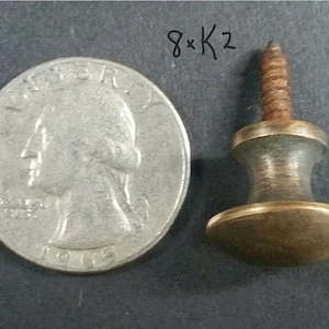 8 x SMALL Antique Vintage Style Barrister Bookcase Small Knobs Pulls, Handles 5/8" dia Solid  Brass, Macey Globe Wernicke bookcase knob #K2