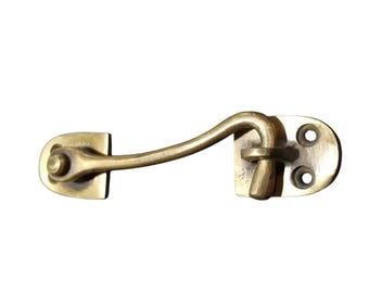 Solid Brass Cabinet, Door, Gate, Shutter, Window, Hook Latch Lock, Toggle hook  4-1/2"w. #X25