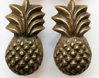 2 x Solid Brass, Tropical, PINEAPPLE, Cabinet Furniture, Kitchen, Drawer, Handle, Knob, Pulls, Gift, Welcome symbol  #K17