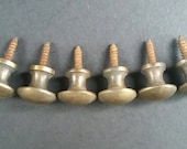6 x SMALL Antique Vtg. Style Barrister Bookcase Knobs Pulls, Handles 5 8 quot dia Solid antiqued Brass, Macey Globe Wernicke bookcase knobs K2