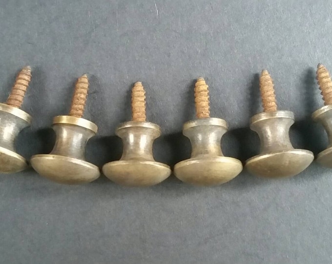6 X SMALL Antique Vtg. Style Barrister Bookcase Knobs Pulls, Handles 5/
