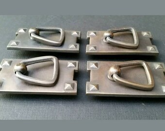 4 x Antique Vintage Style Arts and Crafts, Mission, Frank Lloyd Wright style handles 2-9/16" tall Vertical #H25