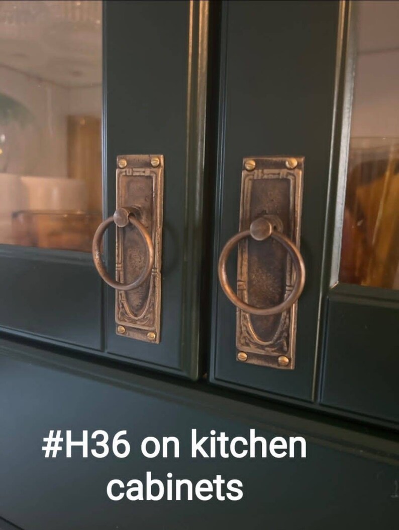 2 X Vintage Antique Style Solid Brass Ring Pull Handles Etsy