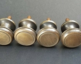 6 x SMALL Solid Brass antique style Stacking Barrister Bookcase 5/8"dia Knobs drawer Pulls #K26