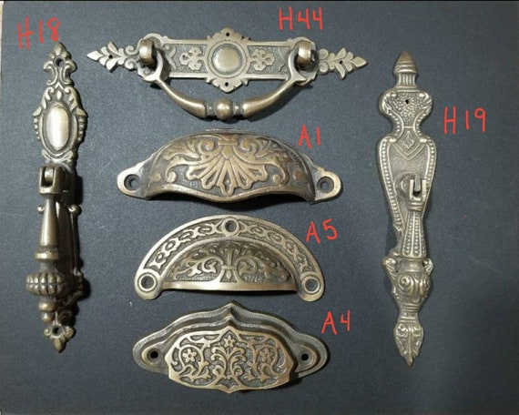 2 Solid Brass Antique Vintage Style Victorian Art Nouveau