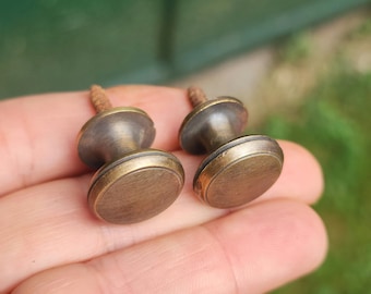 2 x SMALL Solid Brass Stacking Barrister Bookcase,file cabinet 5/8"dia Knobs drawer Pulls #K26