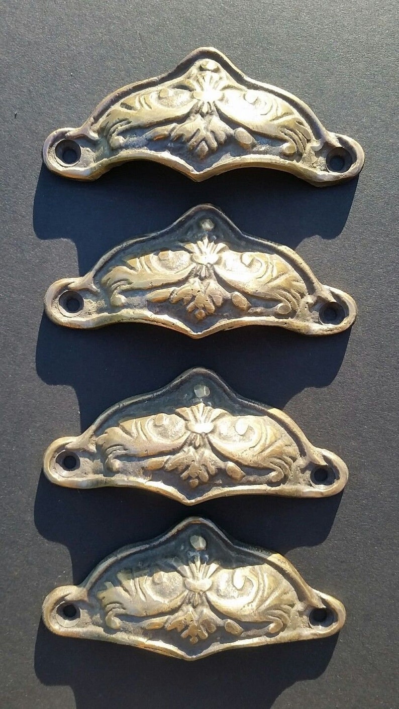 4 Brass Antique Style Victorian Swag Apothecary Drawer Handle