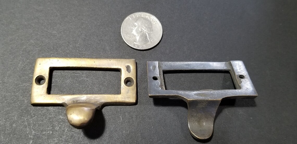 8 Brass File Drawer Label Holder Pulls 2 1/8 Etsy