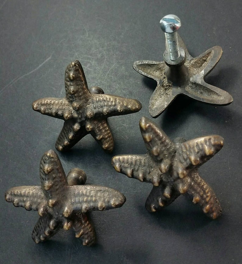 4 Starfish Knobs Handles Pulls in Detailed Solid Brass 2 Etsy