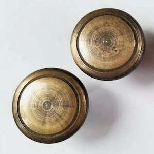 2 x Antique Style Brass Cabinet Knobs Cupboard Drawer Round Knobs Pull Handle Furniture 1-3/16" dia. #K21