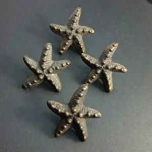 4x Starfish Knobs Handles Pulls in Detailed Solid Brass 2" Beach, Ocean, Seaside, Nautical, Tropical Theme #K9