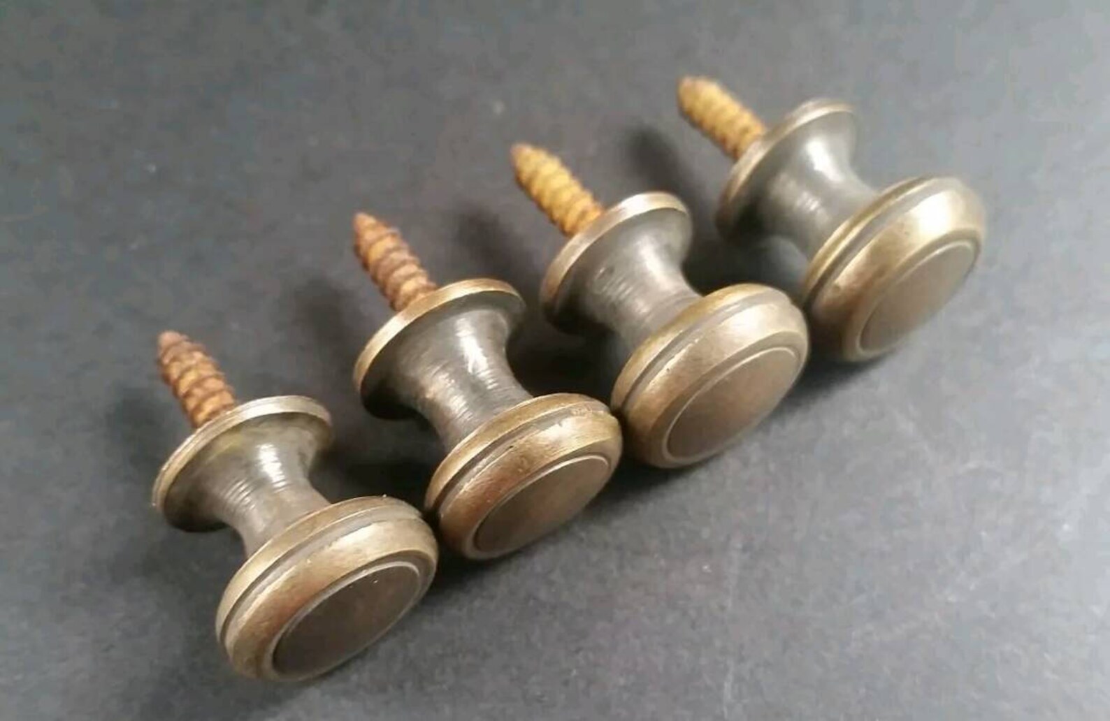 4 X Solid Brass SMALL Round Knobs Stacking Barrister Bookcase Etsy
