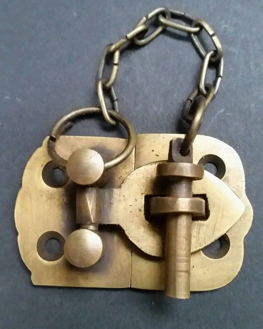 Unique Vintage  Cabinet Door Pin Latch, Jewelry BoxSolid Brass Hasp, …