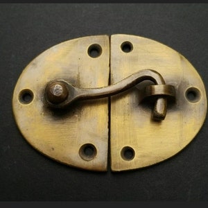 Cabin Cabinet Oval Door Latch Hook Solid Brass Hasp Lock Gate Window #X14