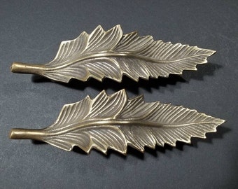 2 x Lg. American Beech Leaf handle pulls 5-3/4" wide, organic natural design #P25