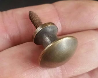 1 x SMALL Antique Vintage Style Barrister Bookcase Knob Pull, Handle 5/8" dia. Solid Antiqued Brass, Macey Globe Wernicke bookcase knob #K2