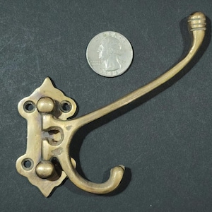 Antique Style Solid Brass Double Wall Mount 180 degree Swivel Coat Hat Towel Hook.Bathroom Kitchen Towel. Folding Hooks. Un-laquered. #C24