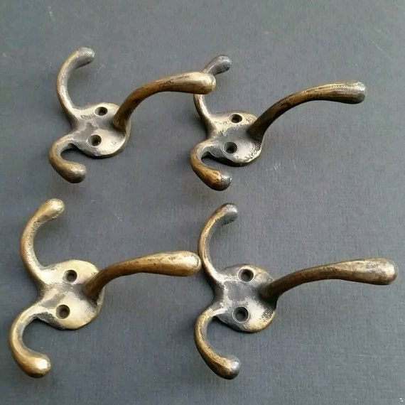 Set of 4 Antique Style Tarnished Solid Brass Triple Coat Hat Towel Hooks  Solid Brass Bathroom Kitchen Clothes, Coat Hook 3-3/8 Tall C2 -  Canada