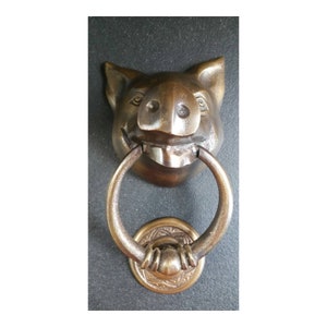 Unique Solid Brass Pig Head Door Knocker 6" #D4