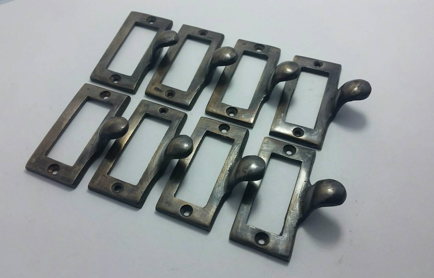 8 Brass File Drawer Label Holder Pulls 2 1/8 Etsy