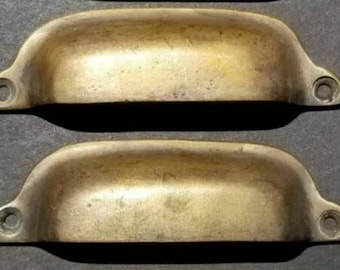 Vintage Antique Brass 3" Handle Pulls Curved Handles Matching with New Screws