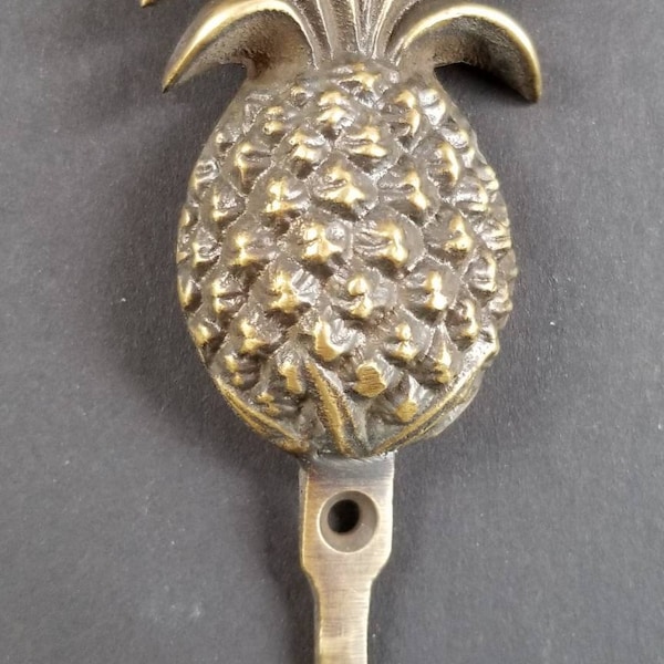 4-1/4" PINEAPPLE Design ,Strong HOOK Hanger, Brass Coat Hat Towel Hook, Hanger, House warming, tropical decor, Welcome,Robe Hook #C13