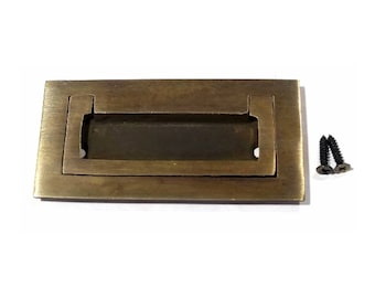 1 x Antique Style/Modern Inset Flush Mount TRUNK Drawer Chest PULL Handles 3-3/8" x 1-11/16"  #P21