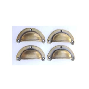 4 small Antique Style Bin Cup Pull Drawer Cabinet Handle Solid Brass 2-1/2"cntr. #A11
