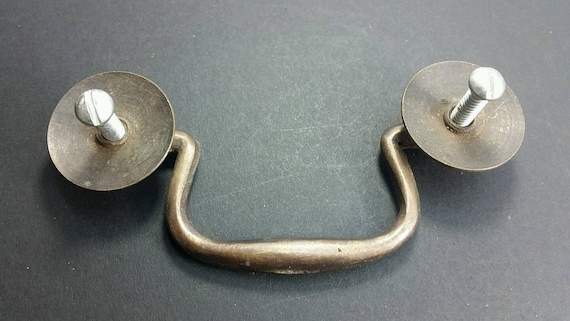 2 Antique Brass Swan Neck Bails Cabinet Drawer Pull handles w Screws 3/"cntr #H39