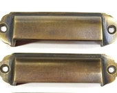 2 x Antique Vintage style Brass File Cabinet, Bin Pull Handles, Cabinet Cupboard Drawer Chest Handles home improvement 3-1 8 quot centers A18