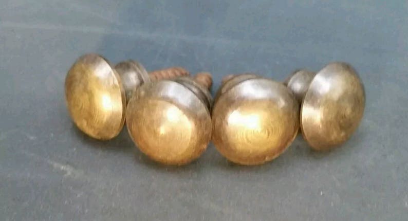Solid Tarnished Brass #K 4 Antique Vintage VERY SMALL Style Barrister Bookcase Small Knobs Pulls Handles 716 dia