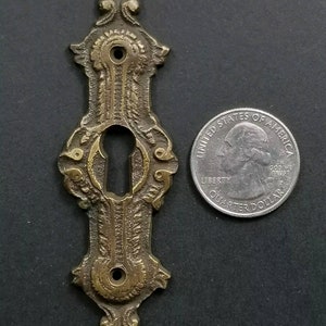 2 x Antique ,Brass, Keyhole cover,French Escutcheons, Hardware,Doors and locks, Ornate Keyhole,skeleton keys, 3 1/4 E20 画像 4