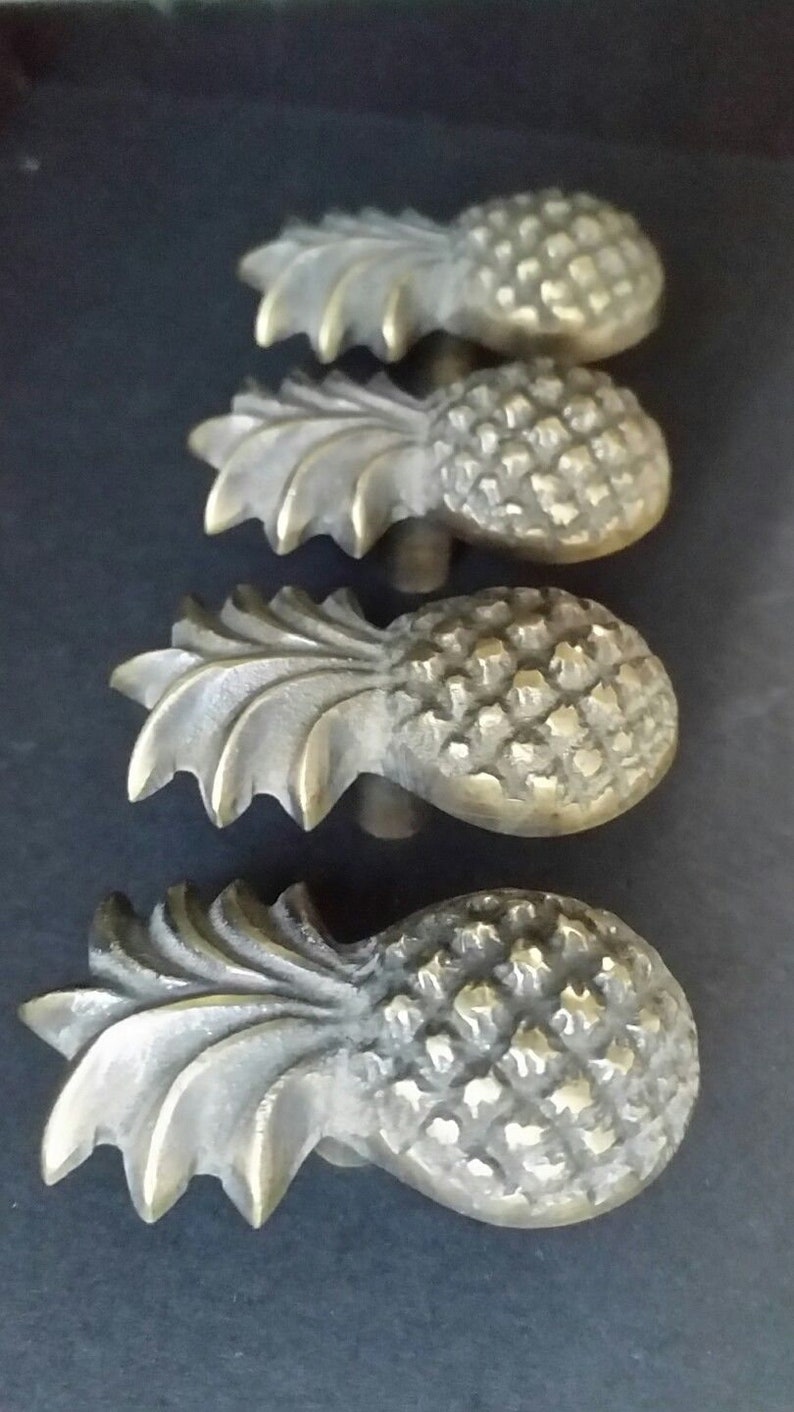 4 pieces Solid Brass Tropical PINEAPPLE Cabinet Drawer Handle Knob Pulls #K17
