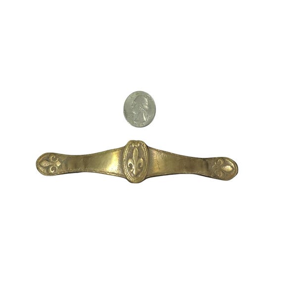 Antique Style Brass Fleur de Lis Drawer Pull, 5-5/8" wide ( 3-38" centers) Furniture Hardware #P3