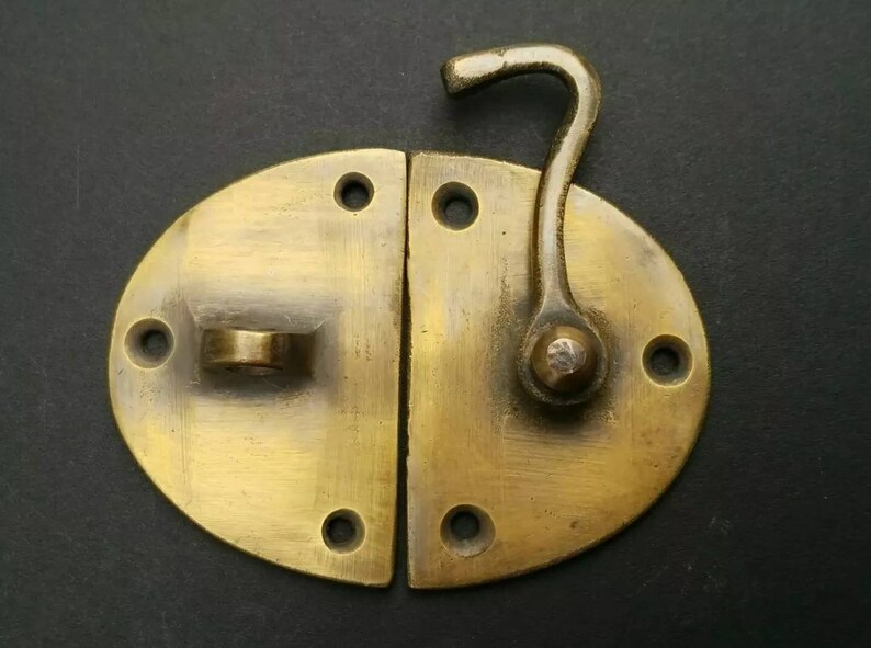 Cabin Oval Door Latch Hook Solid Brass Hasp Lock Gate Etsy